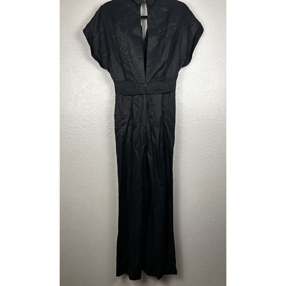 SANDRO Tenerife Jumpsuit EU 36 US 4 Short Sleeve Pleated V Neck Black - Picture 15 of 16